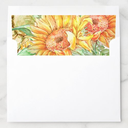 Sunflowers Summer Wedding Stationery A8  Envelope Liner