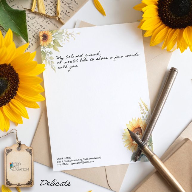 Sunflowers Sun Kisses Letterhead (Creator Uploaded)
