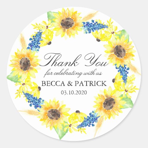 Sunflowers Sunny Summer Wedding Stickers