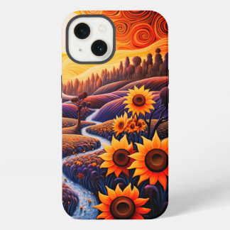 Sunflowers Sunrise Abstract Nature Illustration iPhone 13 Case
