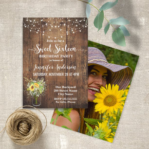 Sunflowers Sweet 16 birthday invitation