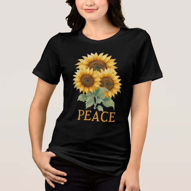 Sunflowers symbol of Peace Tri-Blend shirt (Front)
