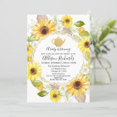 Sunflowers Tea party baby shower invitation (Standing Front)