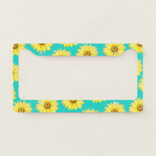 Sunflowers Teal pattern License Plate Frame