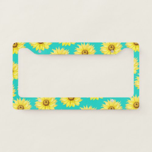 Sunflowers Teal pattern License Plate Frame