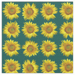 Sunflowers Teal Pattern Sewing Material Fabric