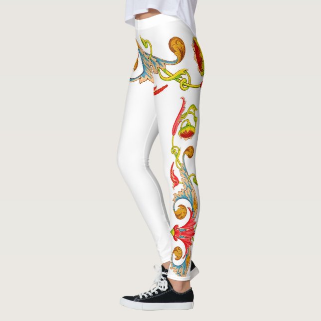 sunflowers tendrils and curlicues print leggings (Left)