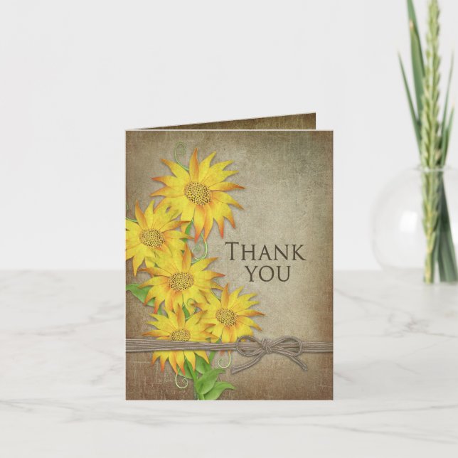 Sunflowers - Thank You - Brown Texture Card (Front)