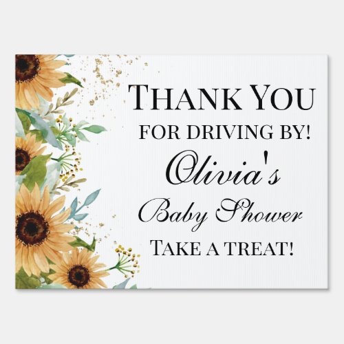 Sunflowers THANK YOU for driving by Baby Shower Sign