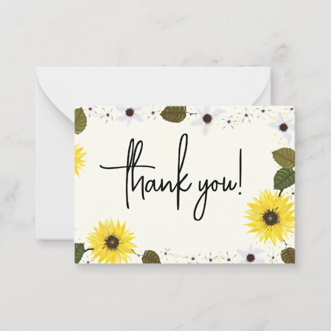 Sunflowers Thank You Note Card (Front)