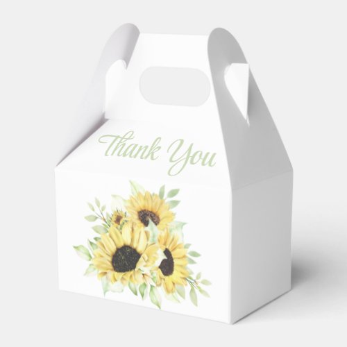 Sunflowers Thank You Watercolor Floral Wedding Fav Favor Boxes