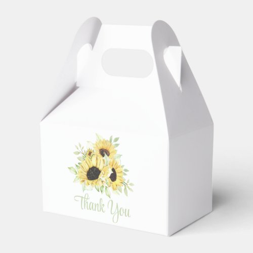 Sunflowers Thank You Watercolor Floral Wedding Favor Boxes