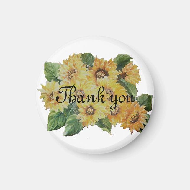 Sunflowers thank you wedding favor magnet (Front)
