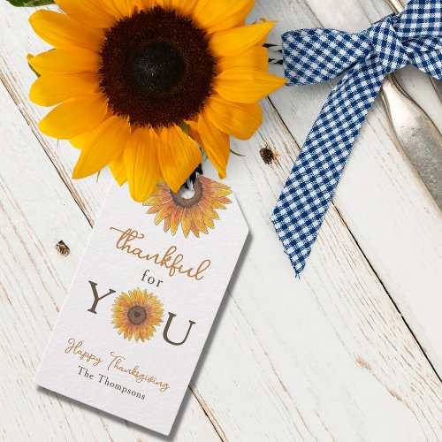 Sunflowers Thankful for you Thanksgiving Gift Tags