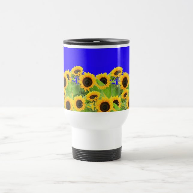 Sunflowers Travel Mug Ukraine Flag Colors (Center)