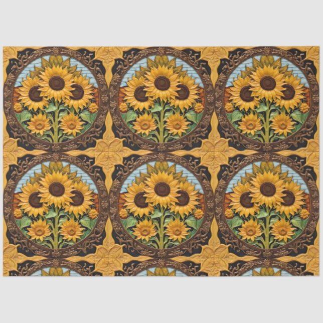 Sunflowers Trendy Beautiful Collection Tissue Paper (Front)