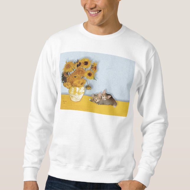 Sunflowers - Two Tabby Kittens Sweatshirt (Front)