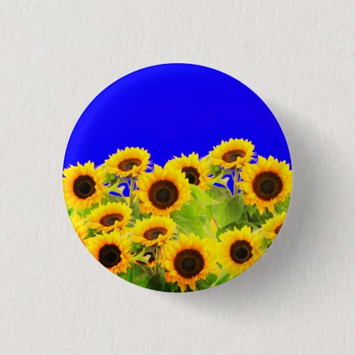 Sunflowers Ukraine Flag Colors Button _ Freedom