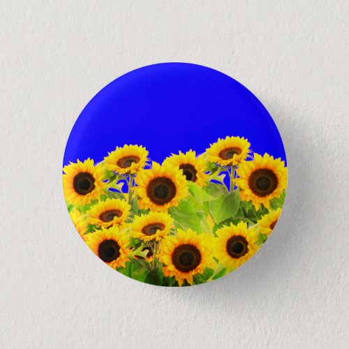 Sunflowers Ukraine Flag Colors Button _ Freedom