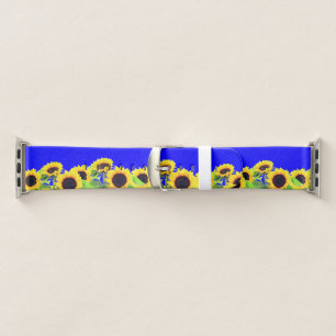 Sunflowers Ukraine Flag Colors Freedom Support Apple Watch Band