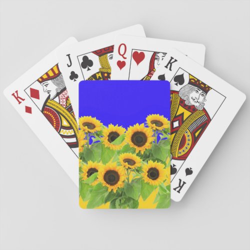 Sunflowers Ukraine Flag Colors Playing Cards