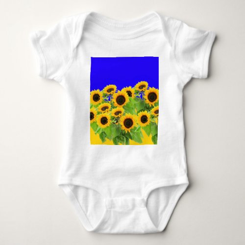 Sunflowers Ukrainian Flag Colors Freedom Ukraine Baby Bodysuit