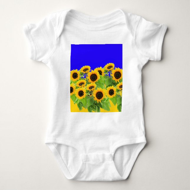 Sunflowers Ukrainian Flag Colors Freedom Ukraine Baby Bodysuit (Front)
