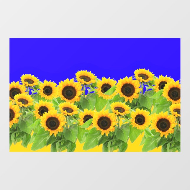Sunflowers Ukrainian Flag Colors Window Cling (Sheet)