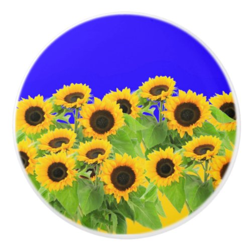 Sunflowers _ Ukrainian Flag Peace Freedom Ukraine  Ceramic Knob