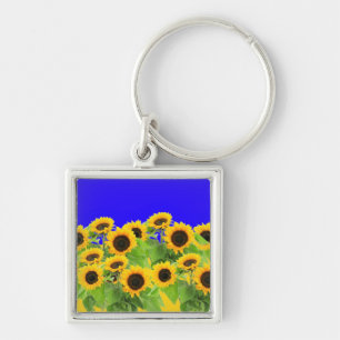 Sunflowers - Ukrainian Flag Peace Freedom Ukraine Keychain