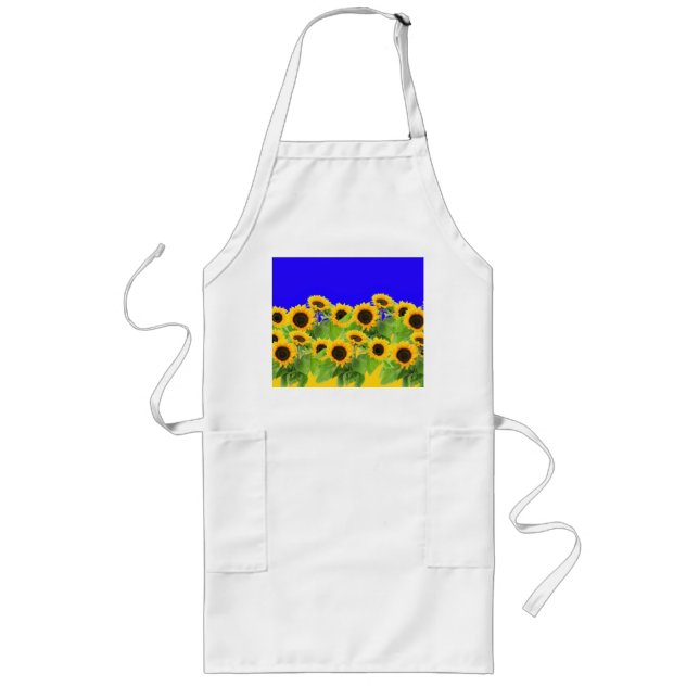 Sunflowers - Ukrainian Flag Peace Freedom Ukraine  Long Apron (Front)