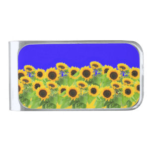 Sunflowers - Ukrainian Flag Peace Freedom Ukraine Silver Finish Money Clip