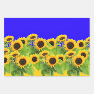 Sunflowers - Ukrainian Flag Peace Freedom Ukraine Wrapping Paper Sheets