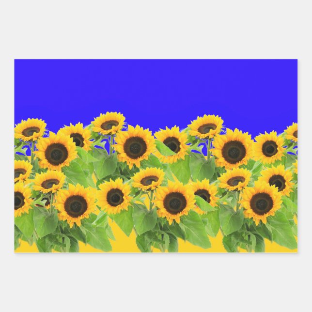 Sunflowers - Ukrainian Flag Peace Freedom Ukraine  Wrapping Paper Sheets (Front)