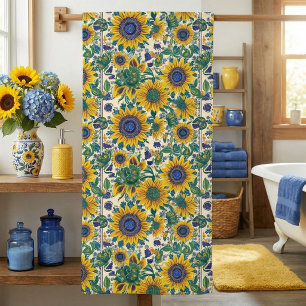 Sunflowers Ukrainian folk art Bath Towel