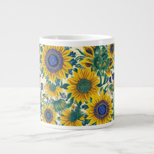 Sunflowers Ukrainian Petrikivka folk art Giant Coffee Mug