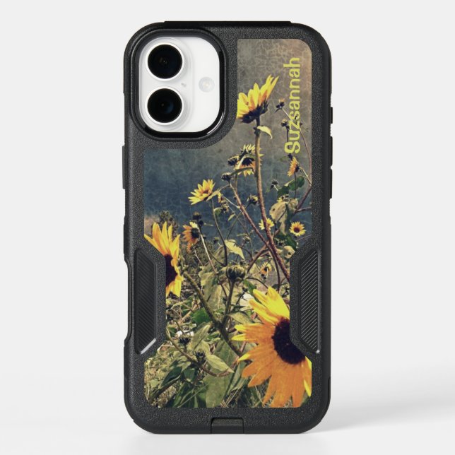 Sunflowers Under Stormy Clouds Custom Name Case-Ma Otterbox iPhone Case (Back)