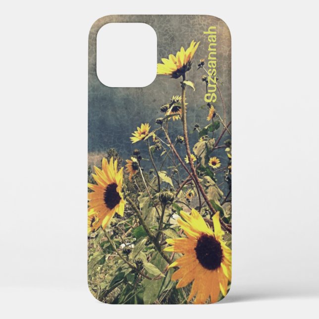 Sunflowers Under Stormy Clouds Custom Name Case-Mate iPhone Case (Back)