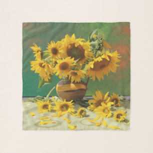 Sunflowers VanGogh-esque Luxury Chiffon Scarf