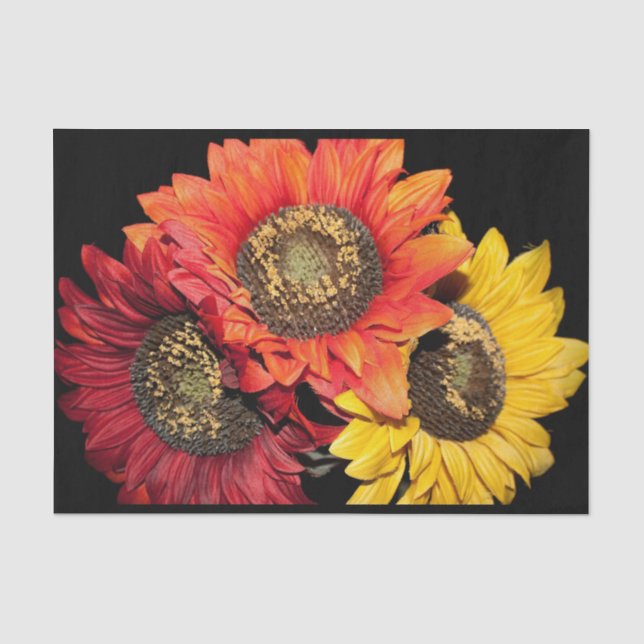  Sunflowers Vibrant Colors, Red, Orange & Yellow Tissue Paper (Front)