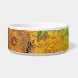 Sunflowers Vincent van Gogh  Bowl<br><div class="desc">Sunflowers (1888)  Vincent van Gogh. Still life on a blue background. A bright bouquet of sunflower flowers stand in a vase. Reproduction of famous works of art  images in the public domain.</div>