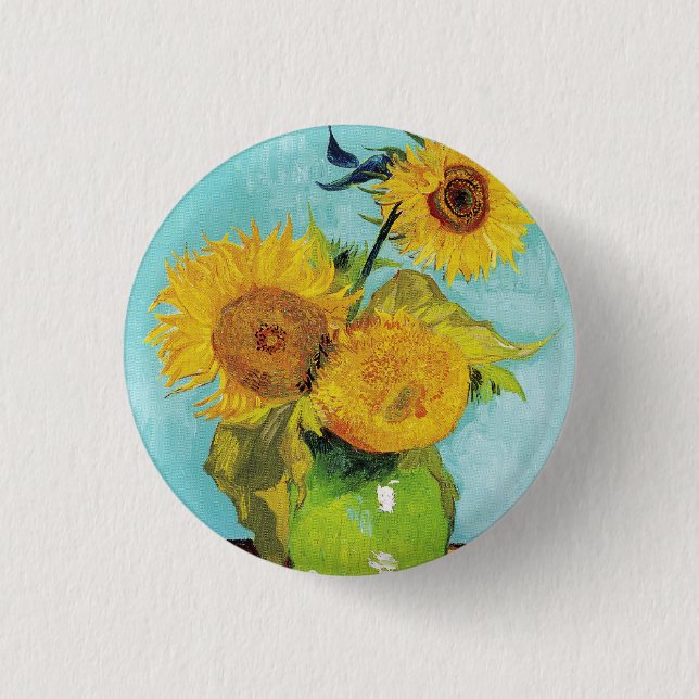 Sunflowers Vincent van Gogh Button (Front)