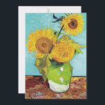 Sunflowers Vincent van Gogh Cards<br><div class="desc">Sunflowers (1888)  Vincent van Gogh. Still life on a blue background. A bright bouquet of sunflower flowers stand in a vase. Reproduction of famous works of art  images in the public domain.</div>
