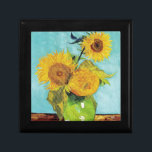 Sunflowers Vincent van Gogh  Gift Box<br><div class="desc">Sunflowers (1888)  Vincent van Gogh. Still life on a blue background. A bright bouquet of sunflower flowers stand in a vase. Reproduction of famous works of art  images in the public domain.</div>