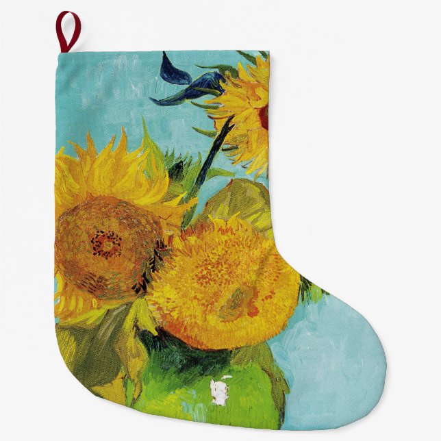 Sunflowers Vincent van Gogh   Large Christmas Stocking (Front)