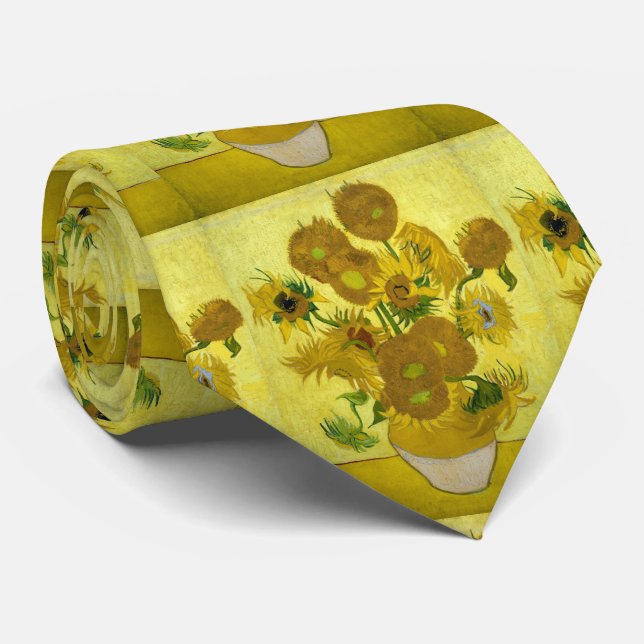 Sunflowers Vincent Van Gogh Neck Tie (Rolled)
