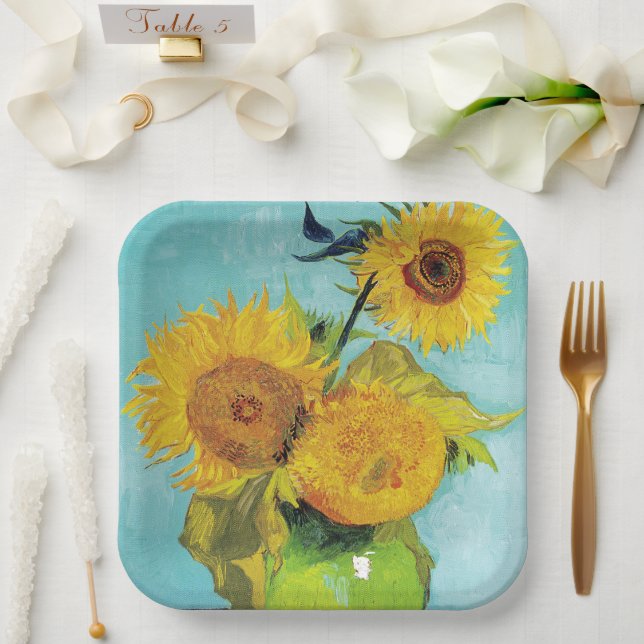 Sunflowers Vincent van Gogh   Paper Plates (Wedding)
