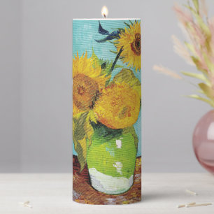 Sunflowers Vincent van Gogh Pillar Candle