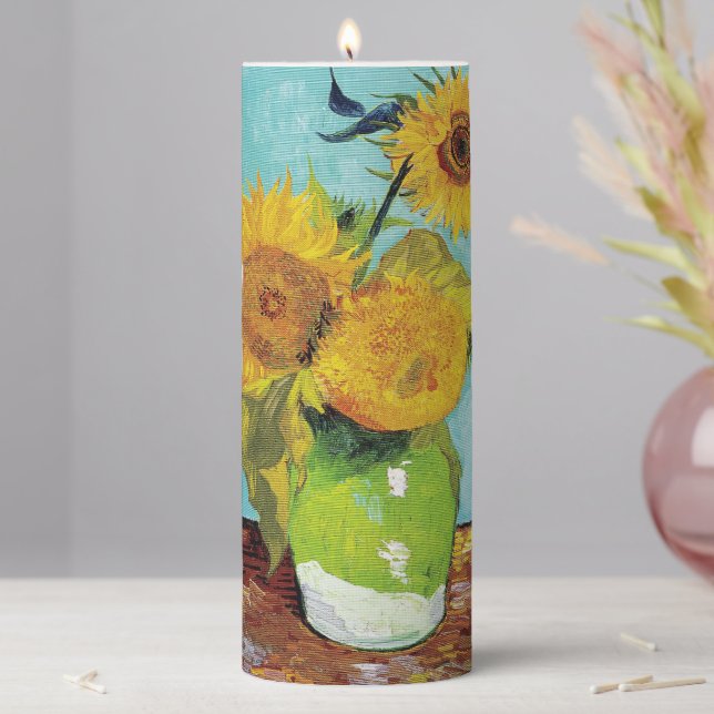 Sunflowers Vincent van Gogh   Pillar Candle (In Situ)