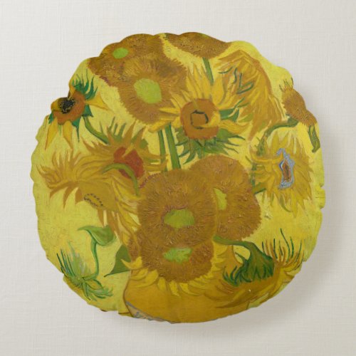 Sunflowers _ Vincent van Gogh Round Pillow